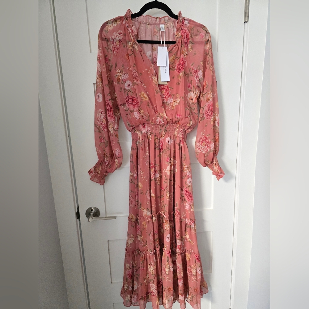 Ever New Floral Long Sleeve Dress in Pink